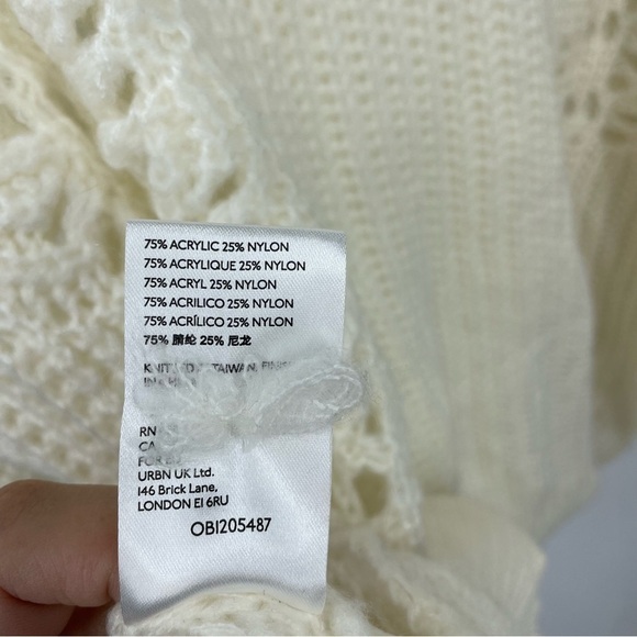 Anthropologie Pilcro Devenne Pointelle Sweater cream white Sz M - Picture 7 of 9